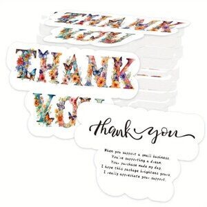 100 pcs THANK YOU FOR SUPPORTING MY SMALL BUSINESS dream FLORAL butterfly